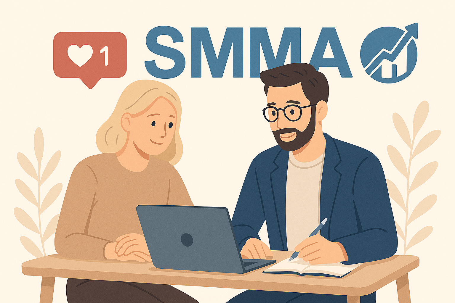 SMM XİDM, Kiçik biznes sahibi peşəkar SMM mütəxəssisi ilə sosial media strategiyası planlaşdırır